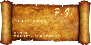 Petrik Gergő névjegykártya